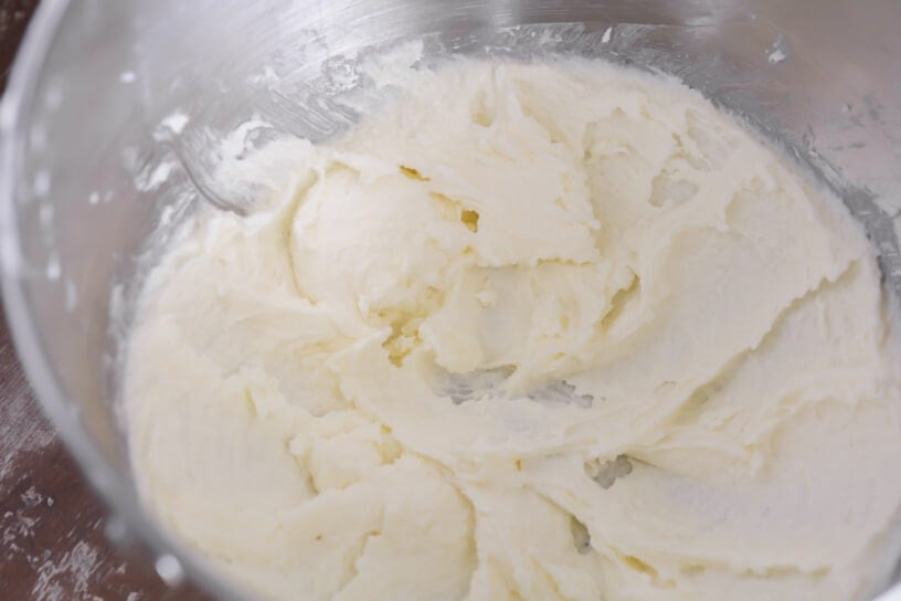 Dough for 3 ingredient sugar cookies in mixer.